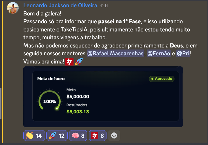 Aluno aprovado na 1ª fase da mesa usando o TakeTips IA
